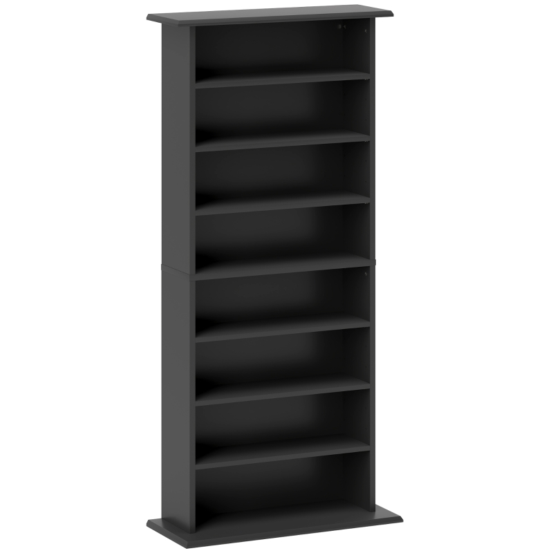 HOMCOM Scaffale Porta CD con 6 Ripiani Regolabili, Capacità di 360 CD/185 DVD, 58x24x124.5 cm, Nero