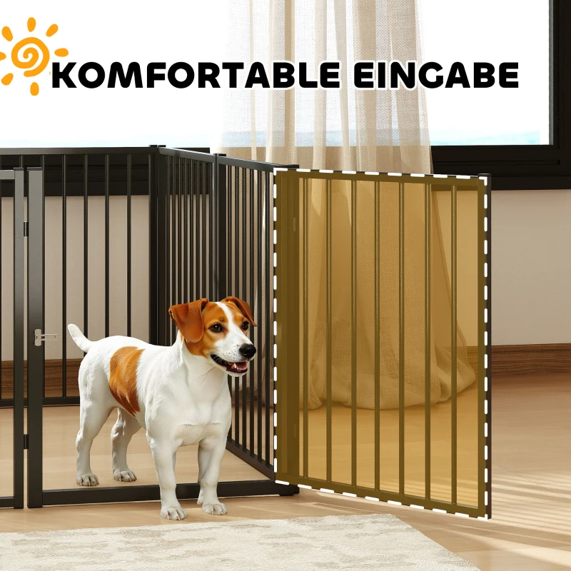 PawHut Puppyren, hondenren, puppyhek, 8 panelen met deur, opvouwbare en draagbare hondenomheining, staal, zwart(m-8)