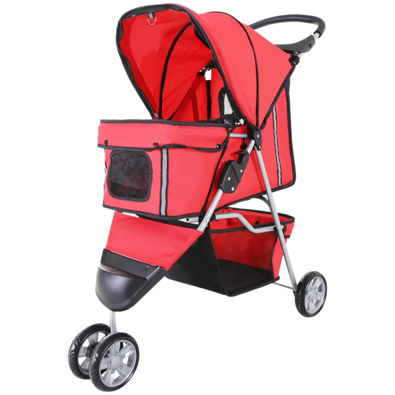 PawHut hondenwagen hondenbuggy honden pet stroller buggy 4 kleuren 3/4 wielen