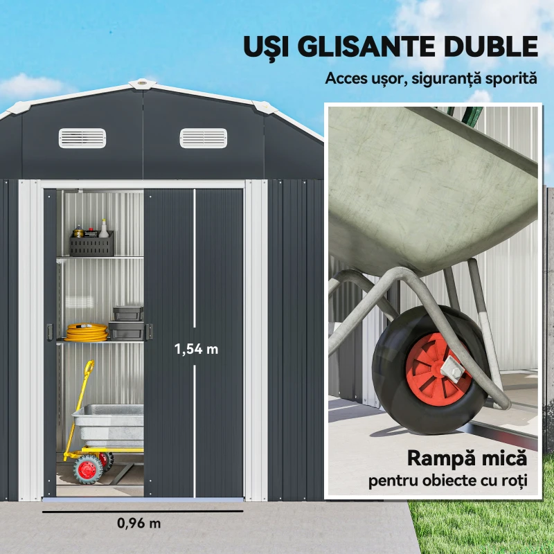 Outsunny sopron Depozitare 8×4 ft – Exterior pentru Unelte & Accesorii
