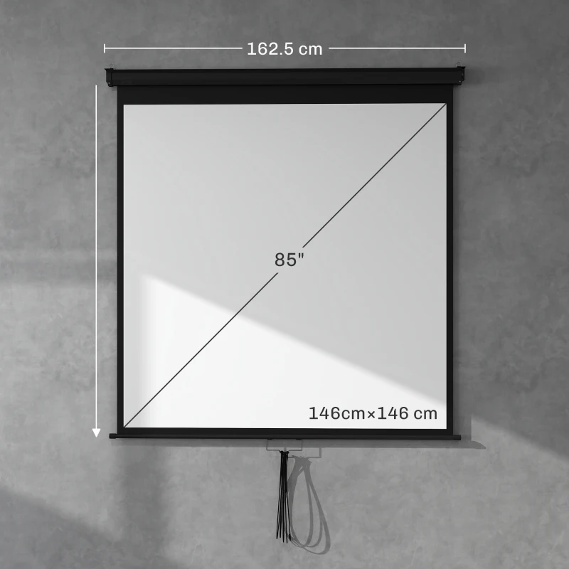 HOMCOM Ecran de proiecție TV și Home Cinema de 85 de inci video proiector 1:1 4K HD, 146L x 146Î cm