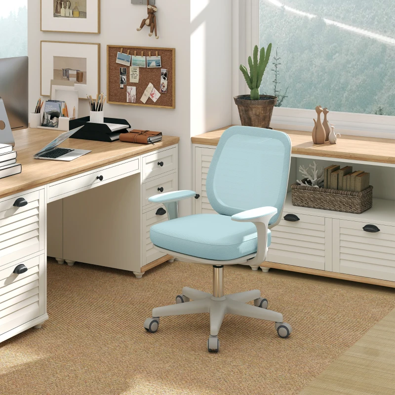Vinsetto Chaise de Bureau Ergonomique Réglable en Hauteur avec Dossier Respirant, 55x48x82.5-94.5 cm, Vert Clair