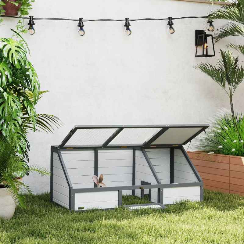 PawHut Box per Tartarughe da Esterno, Design Senza Fondo, Facile da Aprire, Bianco