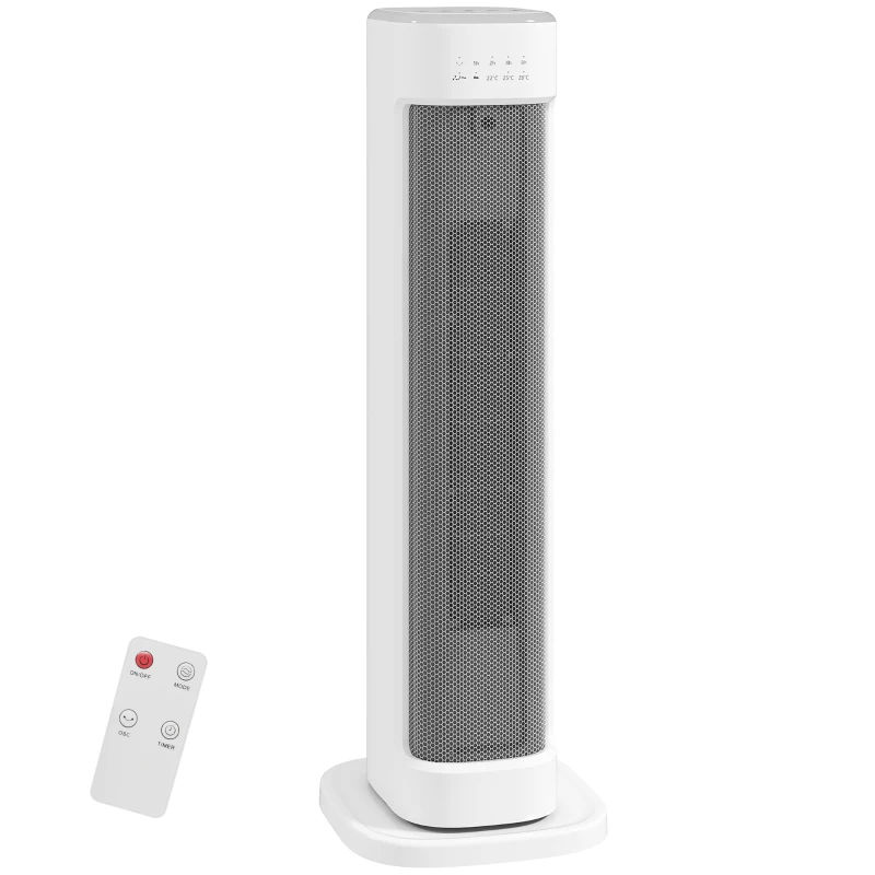 HOMCOM Keramikheizlüfter 2000W mit 3 einstellbaren Temperaturen, Timer 15H, Fernbedienung, Weiß