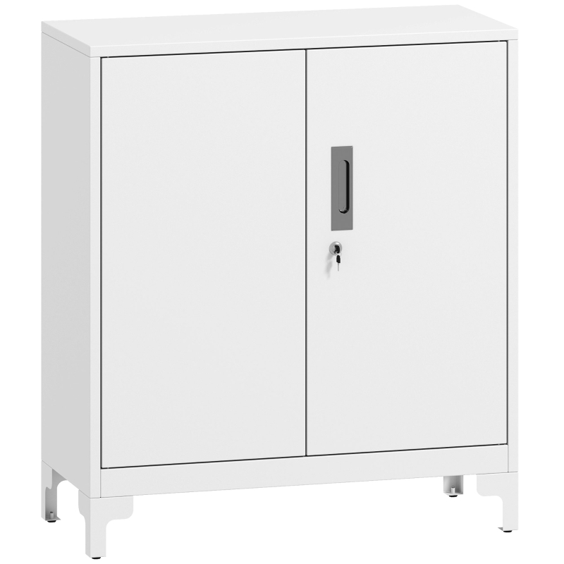 HOMCOM Armário de Arrumação Metálico Armário de Escritório com 2 Portas Arquivador para Escritório 80x35x91 cm Branco