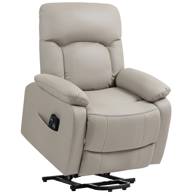 HOMCOM Sillón levantapersonas eléctrico, sillón relax eléctrico con función de masaje y calor, 89 x 94,5 x 103 cm, gris