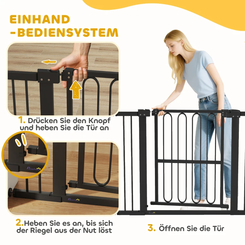 PawHut Bramka ochronna dla psów, 76-104 cm, bramka bez wiercenia, bramka schodowa