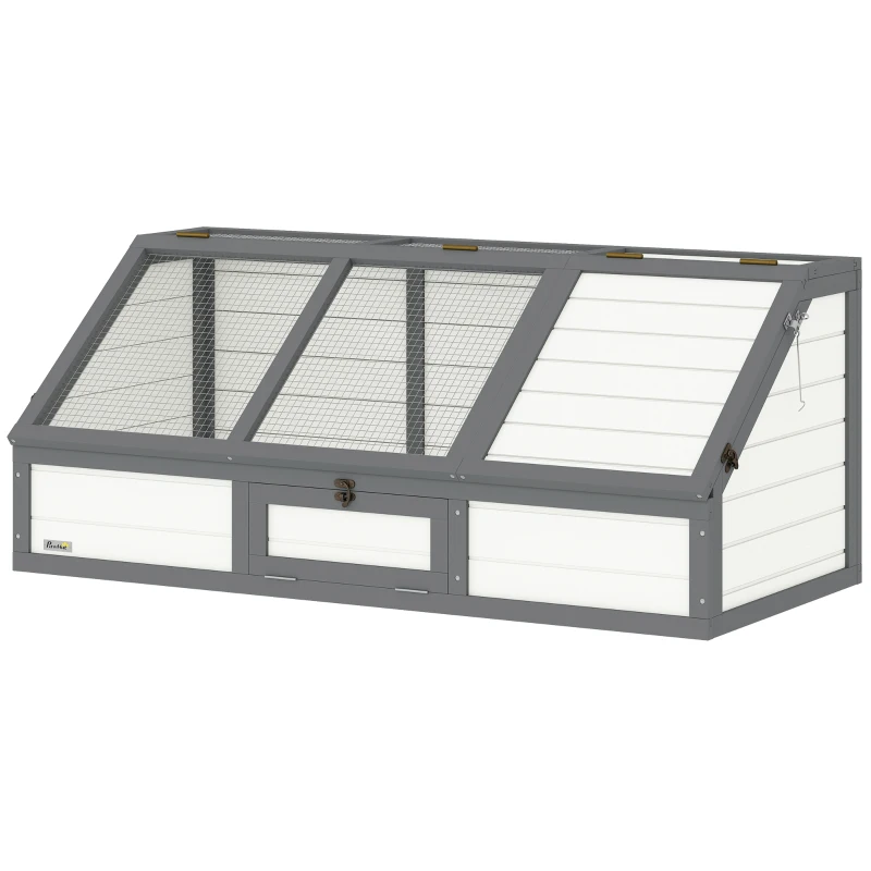 PawHut Boîte à tortues, enclos extérieur pour tortues, design sans fond, facile à ouvrir, maison pour tortues, Blanc