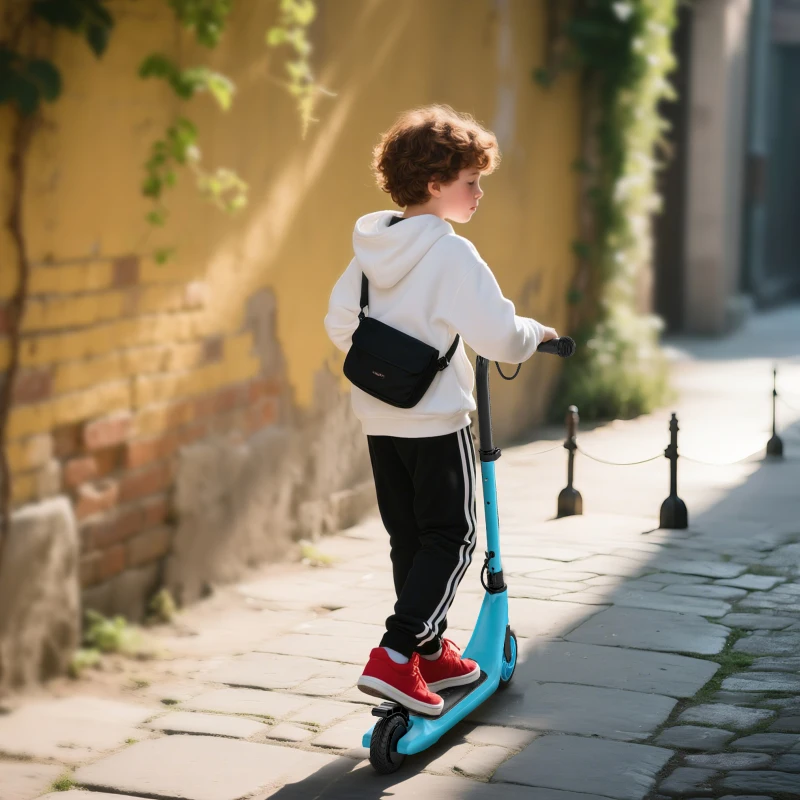 HOMCOM Trottinette électrique pour enfants 120 W - 6 ans 8 Km/h Max. hauteur guidon réglable 2 roues en PU - bleu et noir