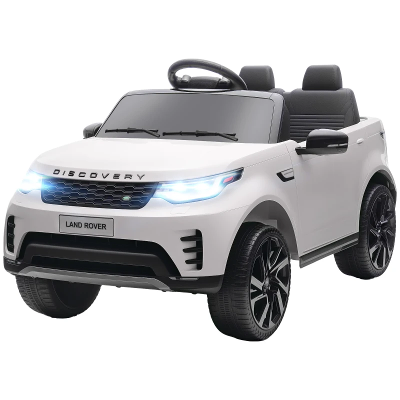 AIYAPLAY Voiture Électrique pour Enfants Licence Land Rover avec Phares LED, Klaxon et Télécommande, 105x68,5x58 cm, Blanc