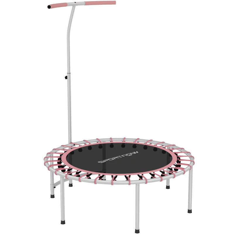 SPORTNOW Trampoline de Fitness Ø102 cm avec Barre Ajustable 5 Niveaux et Cadre en Acier pour Entraînement Jambes Corps Rose