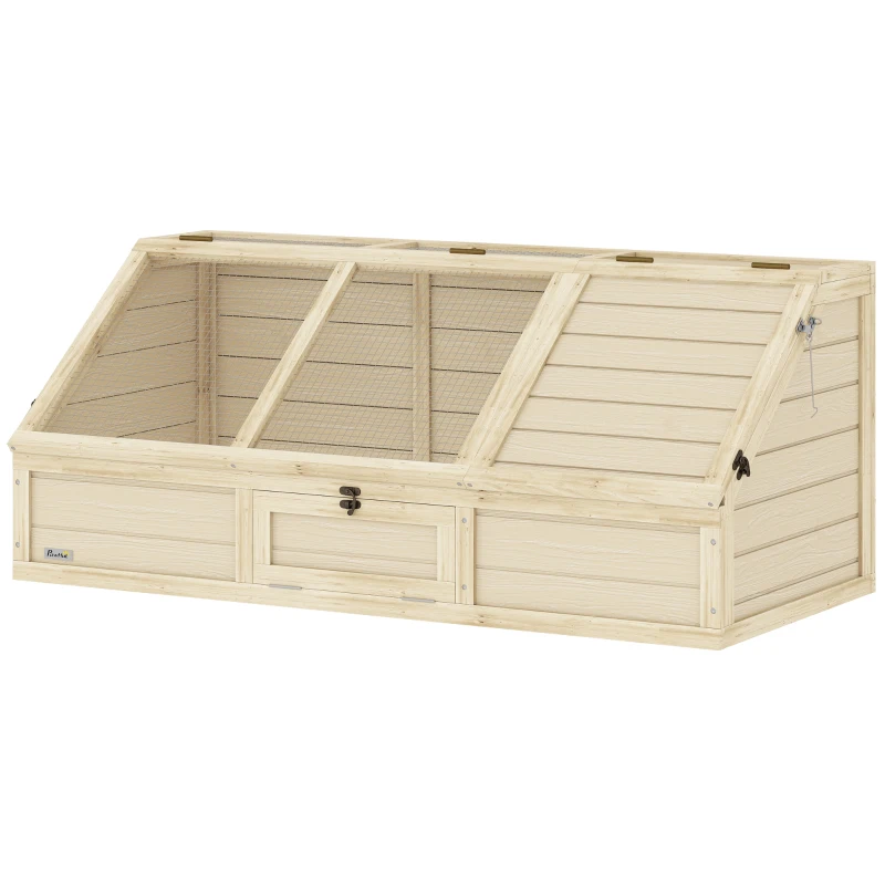 PawHut Enclos pour tortues, Enclos extérieur pour tortues, Design sans fond, Facile à ouvrir, Maison pour tortues, Bois naturel