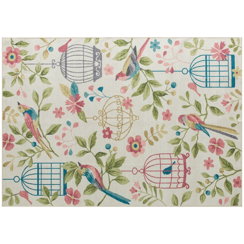 HOMCOM Tappeto Decorato in poliestere, facile da pulire, Antiscivolo, 200x140x1 cm, Multicolore