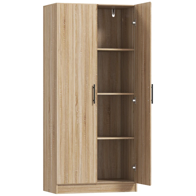HOMCOM Credenza de Cocina Moderna con 2 Estantes Ajustables y Puertas de Cierre Amortiguado, 75x40x165 cm, Madera