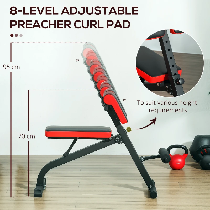 SPORTNOW Foldable Weight Bench - Multi-Functional Gym Bench Roman Chair for Bicep Curl, Hyper Back Extension, Push Up, and Full Body Weight Training Workout