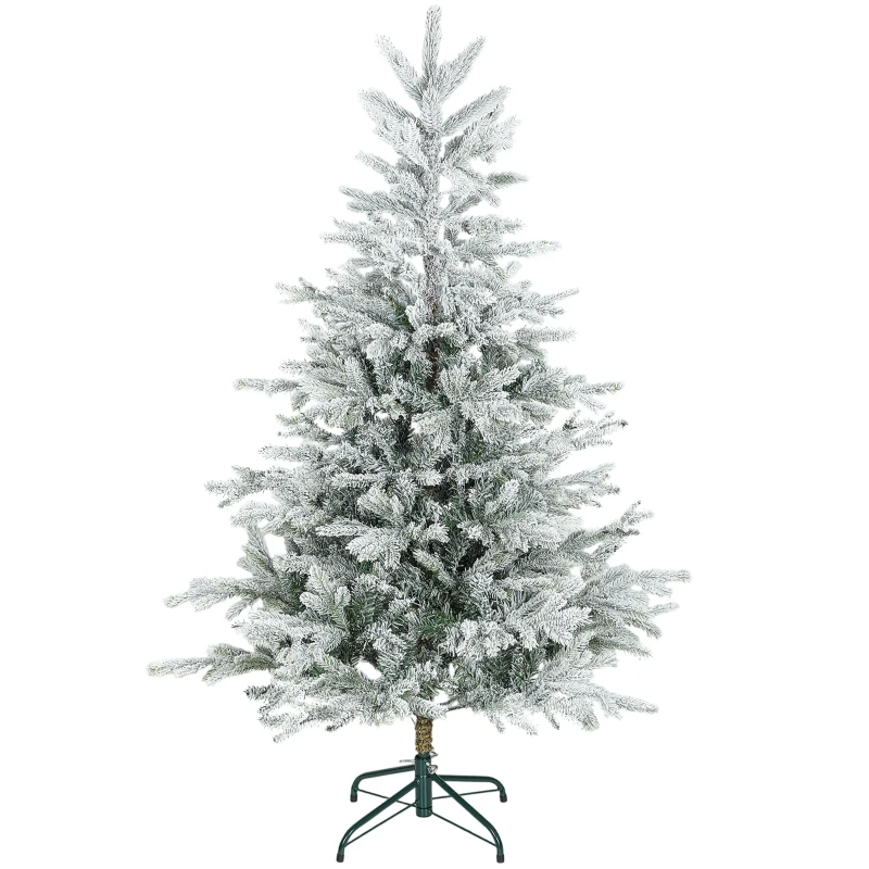 HOMCOM Árbol de Navidad Nevado 150 cm con 828 Ramas Base Plegable Diseño por Secciones Fácil de Montar