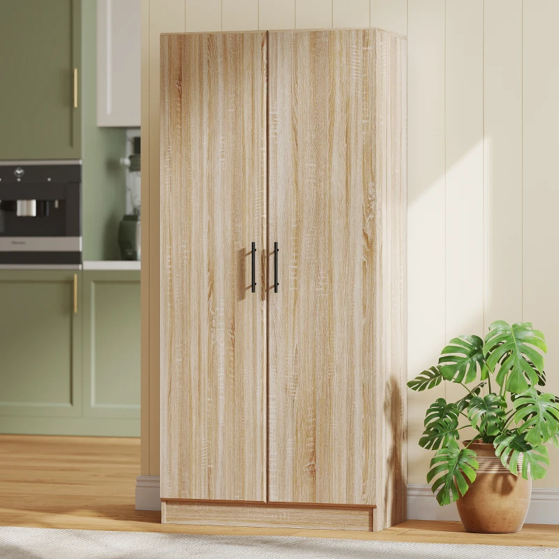 HOMCOM Buffet de Cuisine Moderne avec 2 Étagères Ajustables et Portes à Fermeture Amortie, 75x40x165 cm, Bois