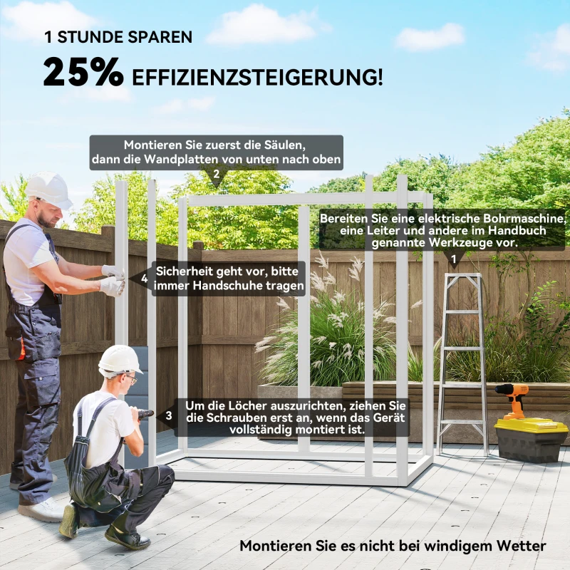 Outsunny Metall-Gartenschuppen, abschließbar, Doppeltür, Fenster, Aluminiumrahmen, 1,80 x 1,30 x 2,10 m, Grau(m-4)