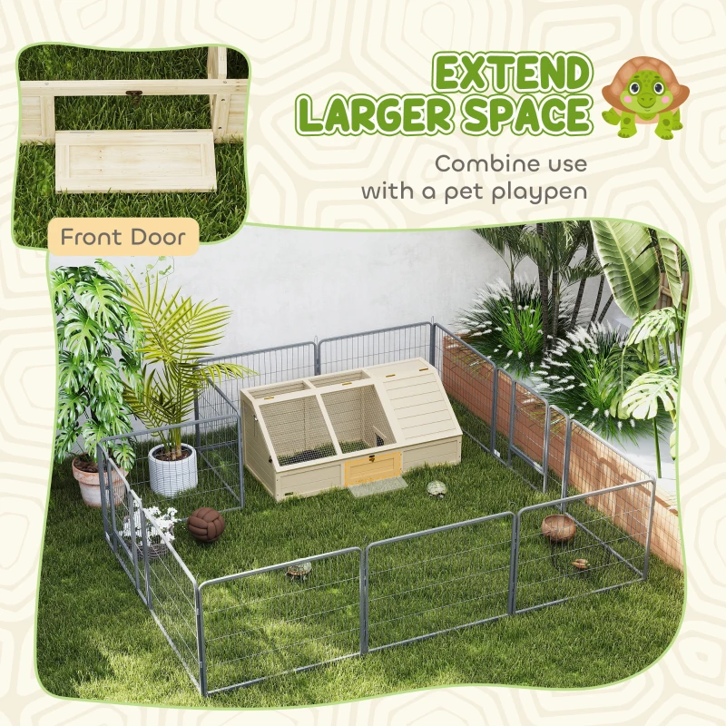 PawHut Box per tartarughe da esterno, design senza fondo, facile da aprire, Legno Naturale