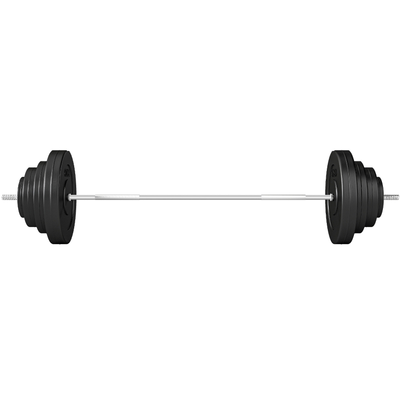 HOMCOM Set di Manubri Regolabile, Set Bilanciere e Dischi 70kg, 8 Dischi Pesi Rivestiti in Plastica e Barra in Metallo, 170x40.5x40.5cm, Nero