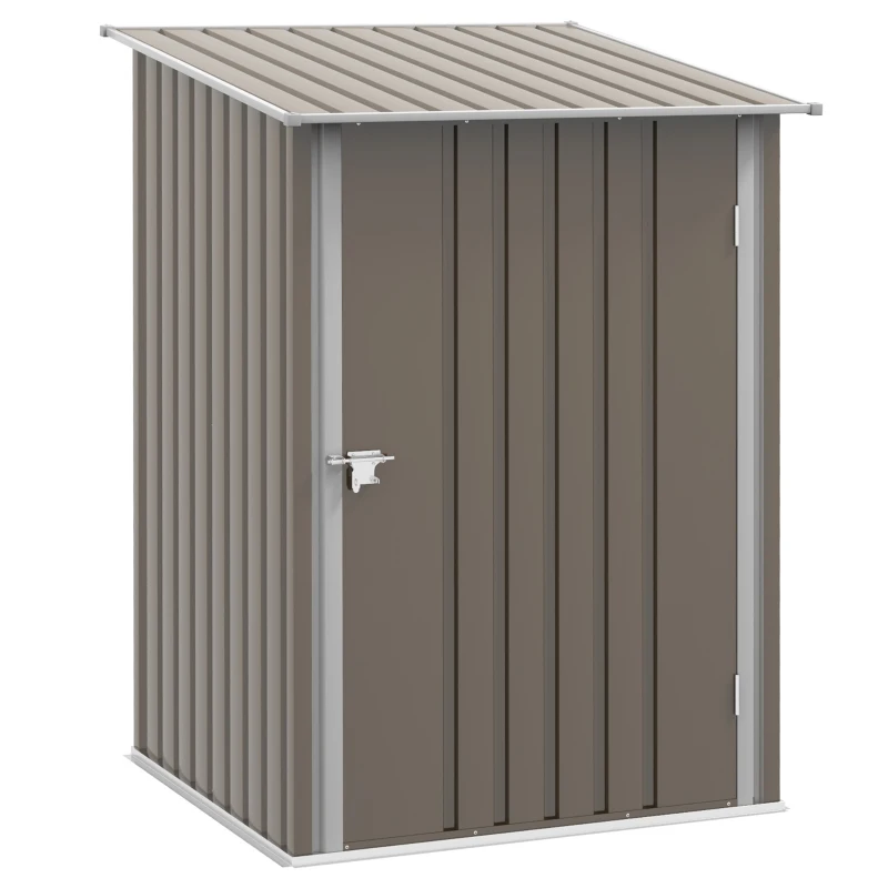 Outsunny Casetta Porta Attrezzi 0.92m² in Acciaio Zincato con Tetto Inclinato e Serratura, 100x103x160 cm, Marrone