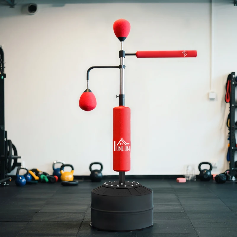 HOMCOM Sacco da boxe autoportante 4 in 1 88 x 50 x 160-230 cm Rosso