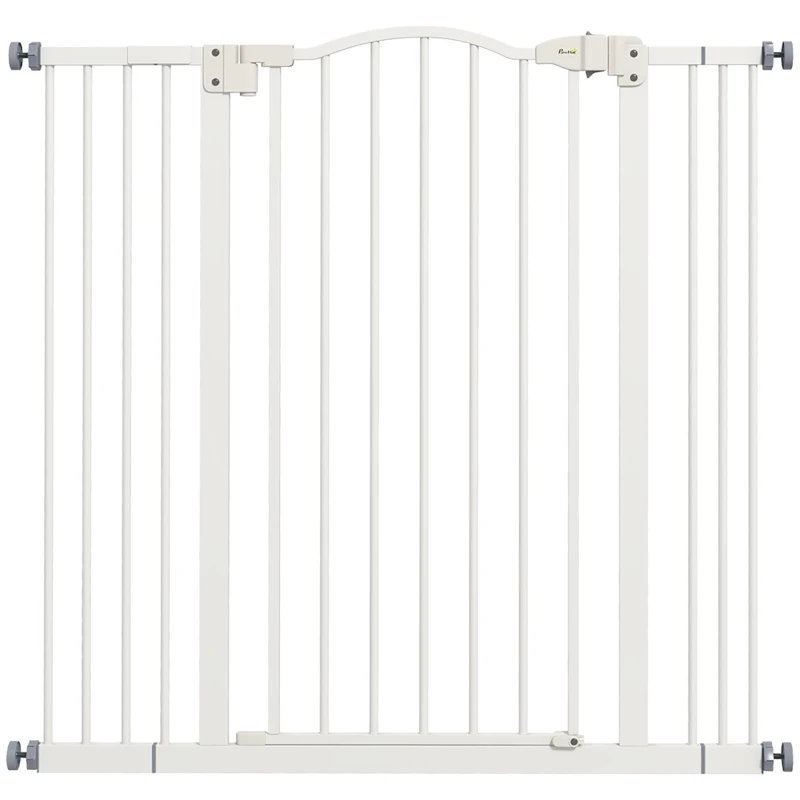 PawHut Cancelletto per Cani Estensibile con 4 Viti Regolabili, in Metallo e Plastica, 74-100x94 cm, Bianco