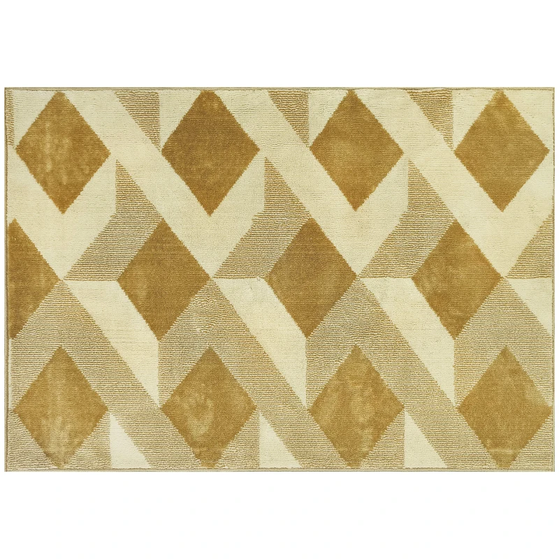 HOMCOM Tappeto Moderno da Soggiorno e Salotto, Ipoallergenico e Lavabile con Effetto 3D, 230x160 cm, Giallo