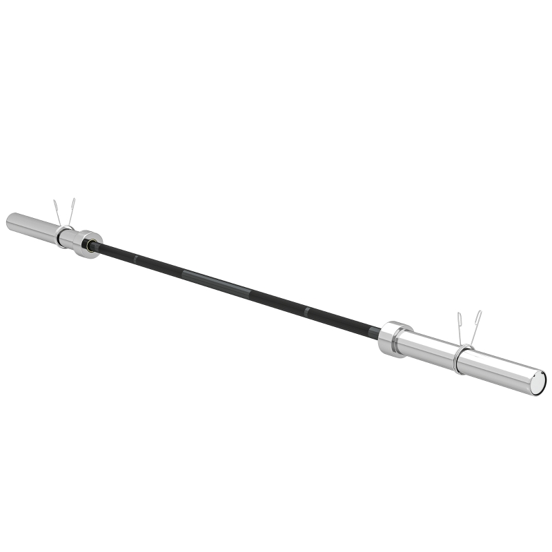 SPORTNOW Barra de Pesas de Acero 180 cm Ø50 mm con 2 Presillas Carga 200 kg para los Discos de Ø5 cm Entrenamiento en Casa Negro