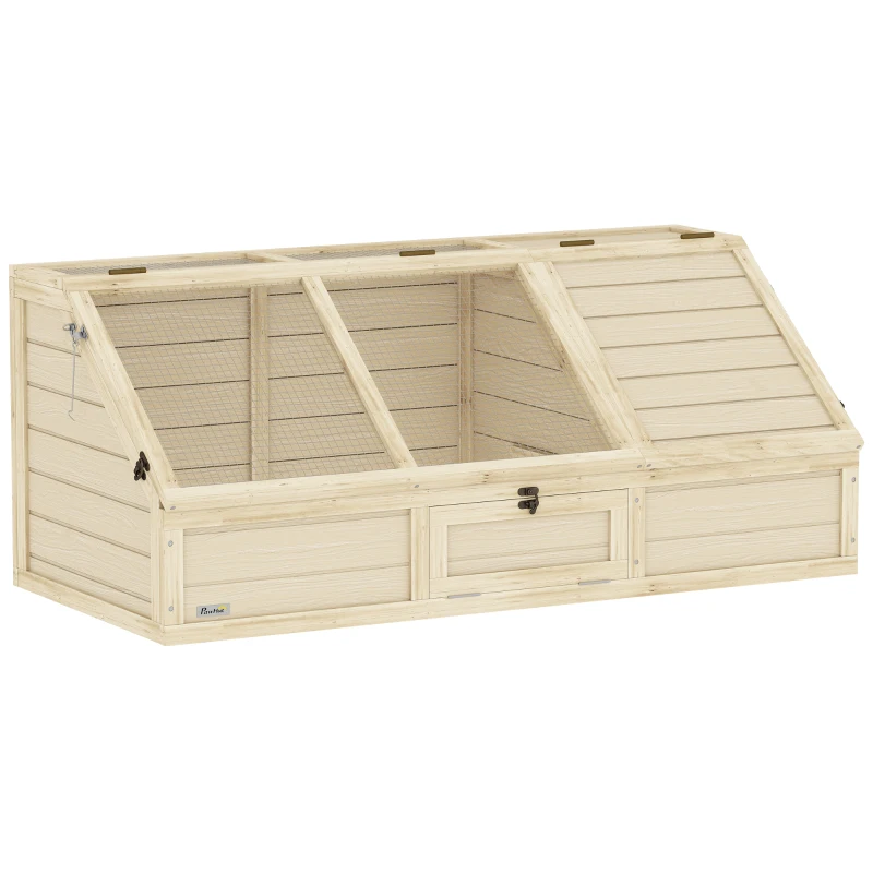 PawHut Box per tartarughe da esterno, design senza fondo, facile da aprire, Legno Naturale