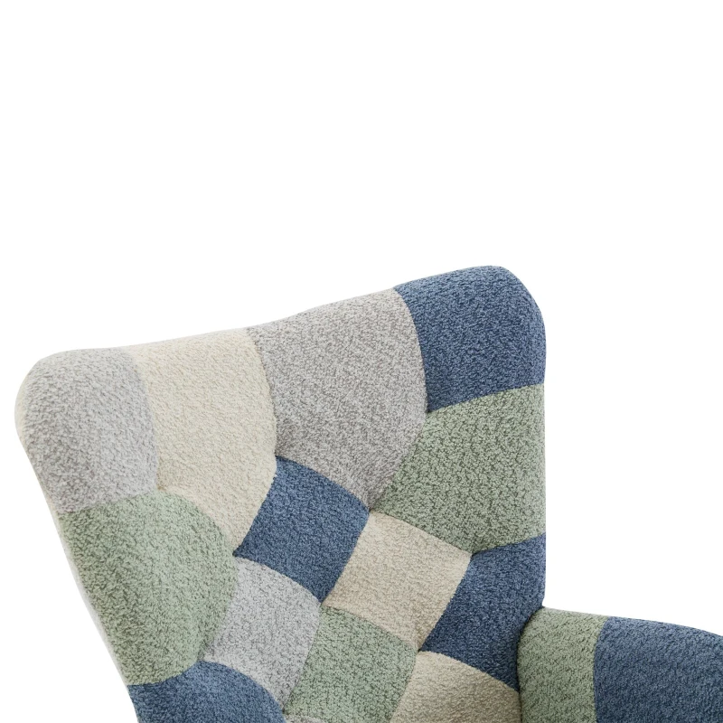 High-Back Rocking Chair with Footstool and Sturdy Design, Rocking Seat for a Soothing Rocking Motion, 68L x 84W x 91H cm, Colorful