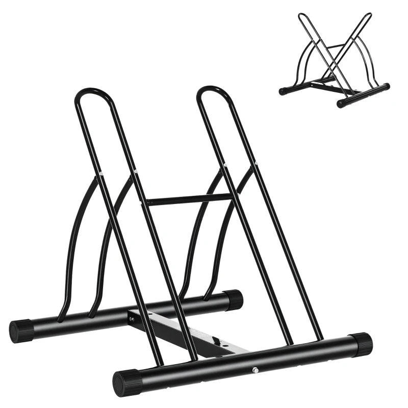 HOMCOM Râtelier 2 vélos modulable dim. 54L x 60l x 57H cm acier époxy noir