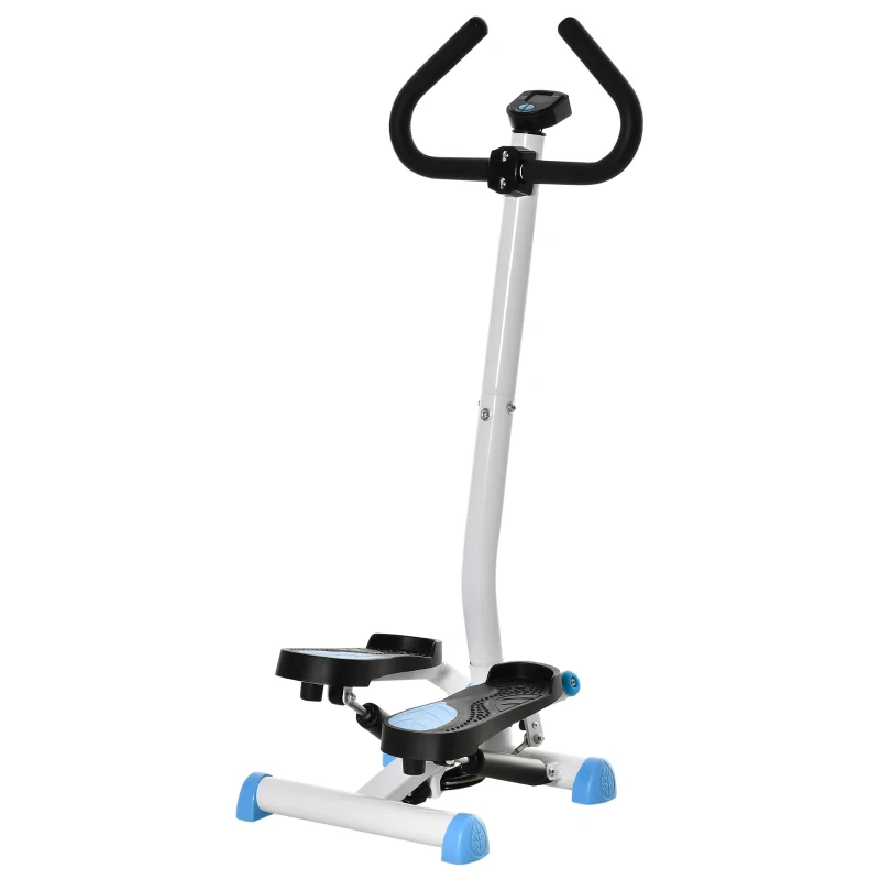 HOMCOM Stepper cu Mâner și Monitor LCD, Stepper pentru Fitness Acasă cu Pedale Antiderapante, 55x44x108 cm, Alb
