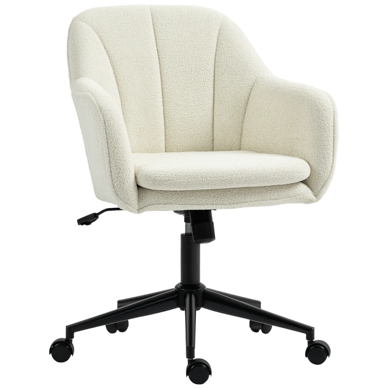 HOMCOM Silla de oficina con cubierta de tela de aspecto aterciopelado, Silla de tocador con respaldo arqueado, para dormitorio, sala de estar, Beige