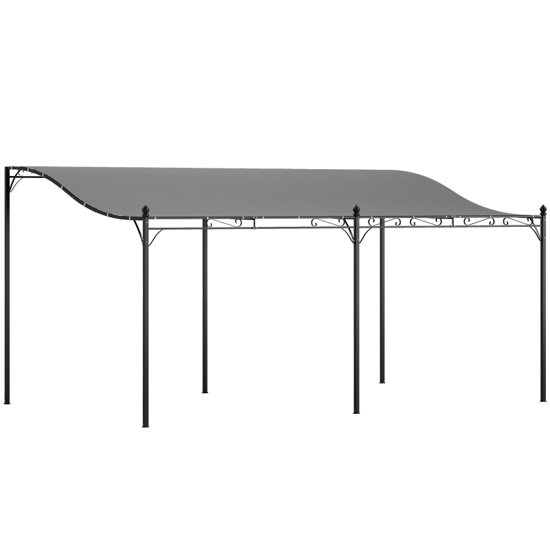 Outsunny 3 x 5 m Pergola, Flexibles Gartendach mit wasserfester Plane und Metallrahmen, Schattenspender, Dunkelgrau