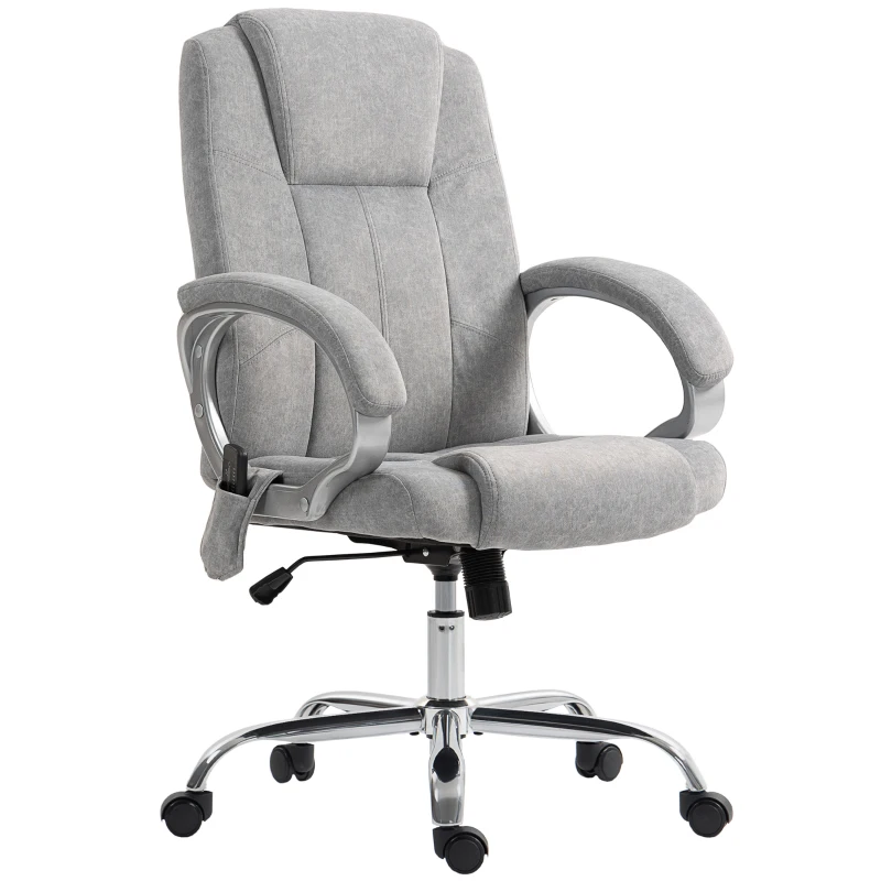 HOMCOM Silla de Oficina Masaje a 4 Puntos con Calefacción y Reposapiés Extraíble, Gris