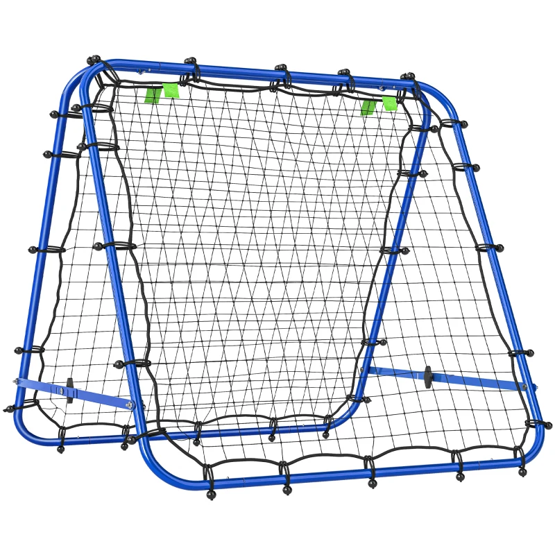HOMCOM Rebounder für Fußball, verstellbar Prellwand mit 5 Winkelpositionen und Rückprallwand Netz, 100 x 95cm Kickback Tor Fußballtor für Jugendliche, Rückprallwand für Handball Training, Blau