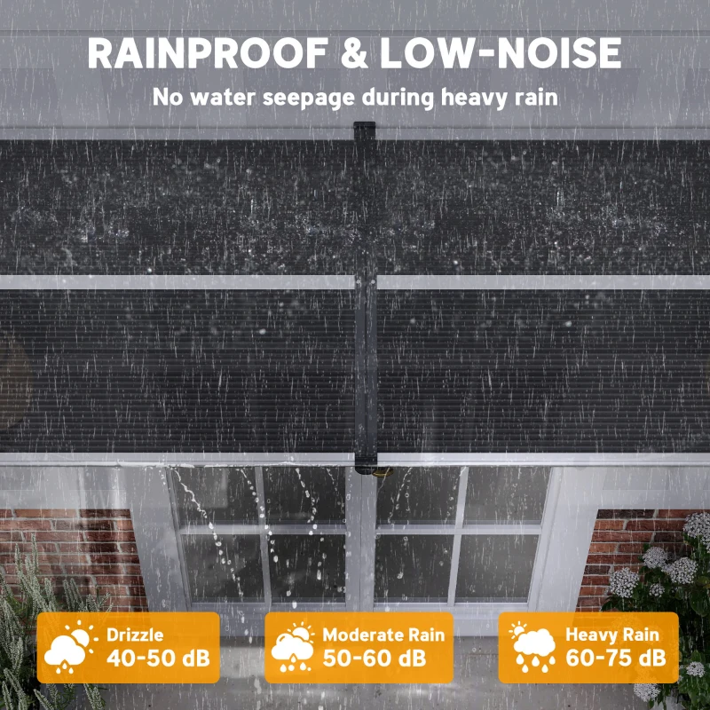 Outsunny Door Canopy Awning Outdoor Window Rain Shelter Cover for Front/Back Door Porch Black 196 x 75cm