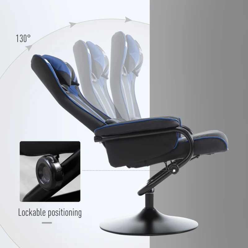 Vinsetto Gaming Recliner Ergonomic Chair w/ footstool - black/blue