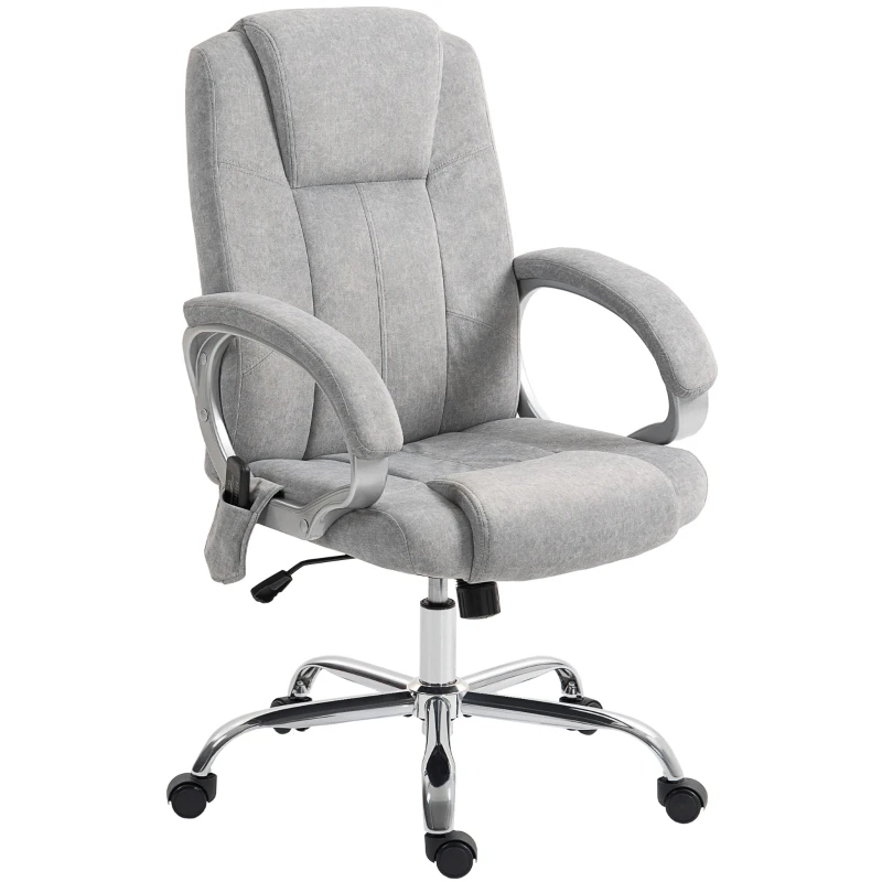 HOMCOM Silla de Oficina Masaje a 4 Puntos con Calefacción y Reposapiés Extraíble, Gris