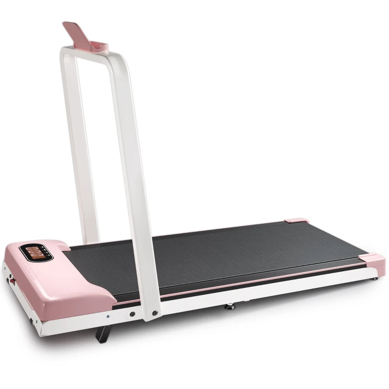 Folding Treadmill with Adjustable Incline, LED Display & Remote Control, Space-Saving Treadmill for Living Room, 121L x 54.5W x 9.5H cm, Pink
