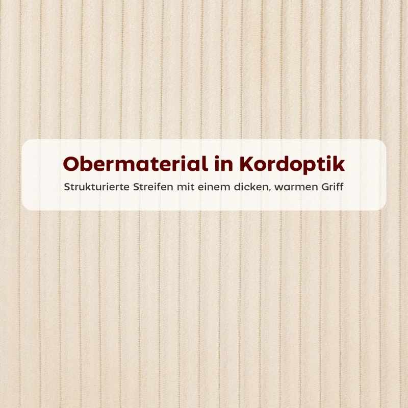 HOMCOM Eetkamerstoel, Ribfluweel, Schelpvorm, Metalen poten, Voetpads, Beige