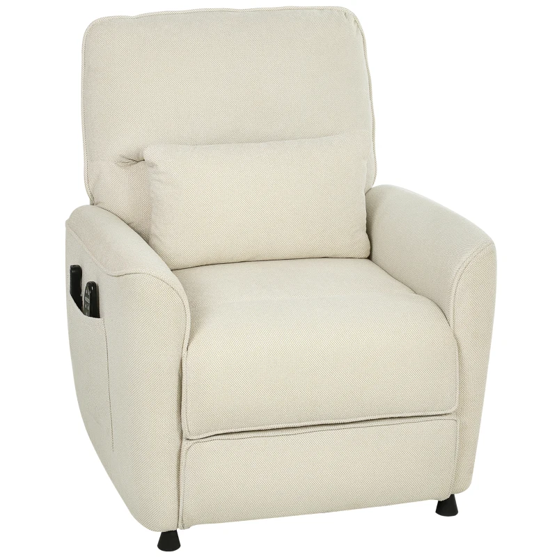 HOMCOM Poltrona Relax com Aquecimento Lombar e Massagem por Vibração Poltrona Reclinável com Função de Memória 88x93x102 cm Creme