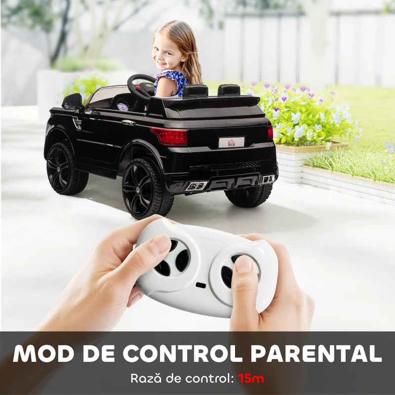 HOMCOM Mașină Electrică pentru Copii cu Motor Dublu, Suspensie și Telecomandă, 110x68x52 cm, Negru(m-5)