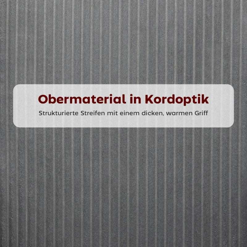 HOMCOM Eetkamerstoel, Corduroy Bekleding, Schaalvorm, Metalen Poten, Voetkussens, Grijs