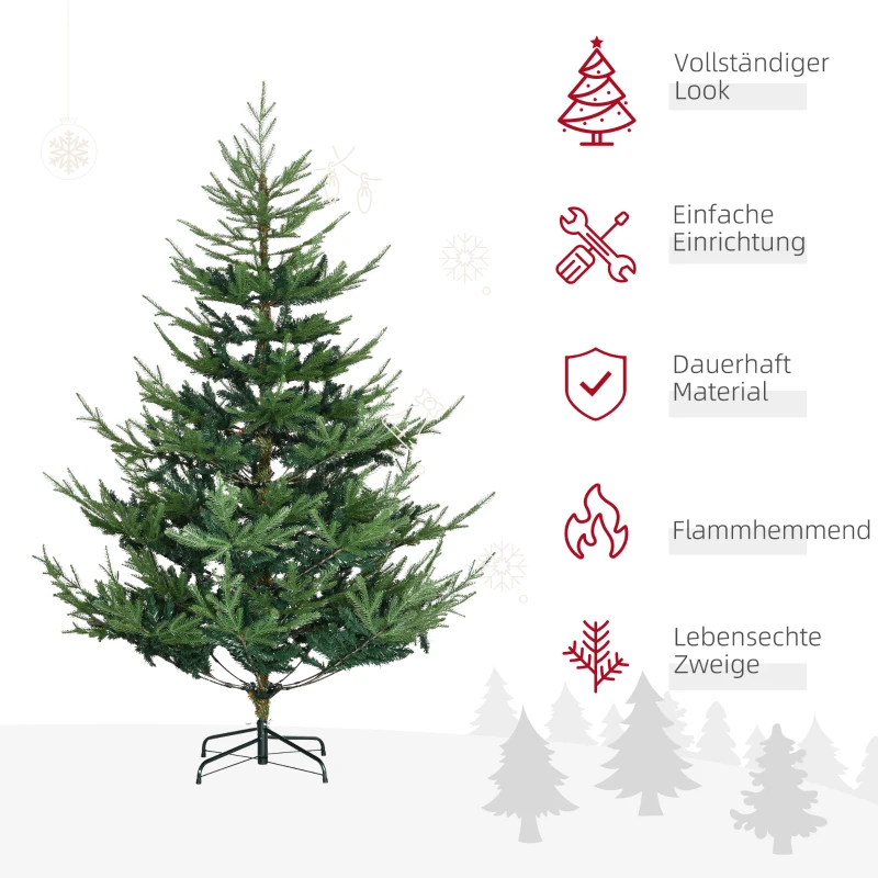 HOMCOM Kunstmatige Kerstboom 180 cm Dennenboom Kunstmatig met 795 Takken, inklapbare Voeten Stalen Frame
