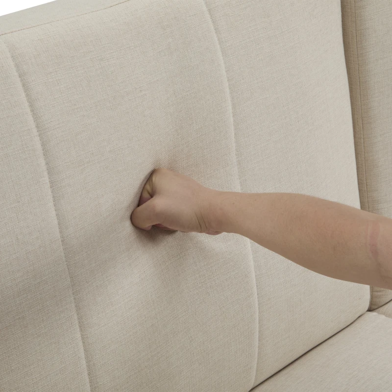 Versatile Sofa Bed with King-Size Independent Pull-Out and Fabric Design, Sleeper Sofa with Cup Holders and Pockets, 207L x 87W x 96H cm, Beige