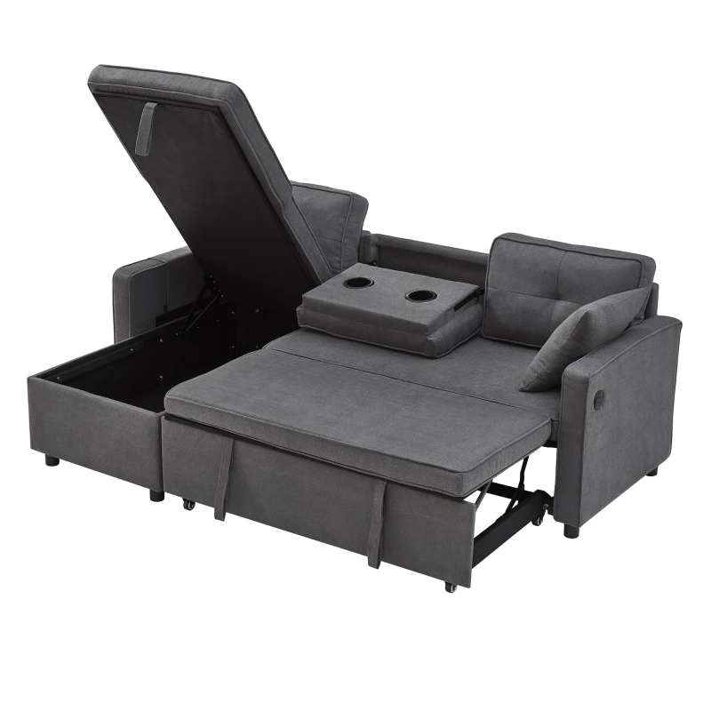 L-Shaped Convertible Sofa Bed with Reversible Chaise, Storage, Sleeper Sofa Ideal for Space-Saving Rooms, 196L x 126W x 79H cm, Grey