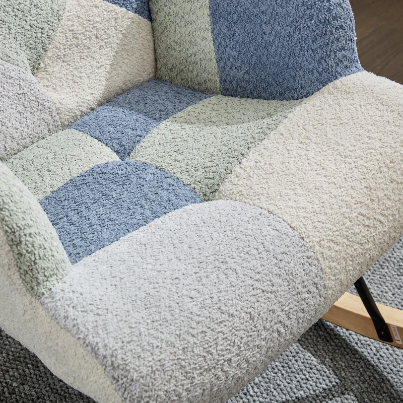 High-Back Rocking Chair with Footstool and Sturdy Design, Rocking Seat for a Soothing Rocking Motion, 68L x 84W x 91H cm, Colorful