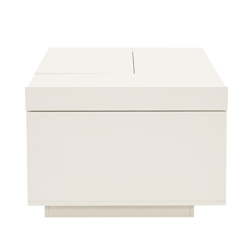 Lift Up Coffee Table with Hydraulic Mechanism, Wooden Tea Table with Drawer and Hidden Storage, 117L x 65W x 43H cm, White